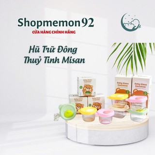 Hộp trữ đồ ăn dặm, thức ăn gấu thủy tinh vuông/tròn có chia vạch MISAN