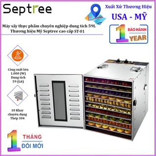 Máy sấy thực phẩm dung tích 59 lít, 10 khay. Thương hiệu Septree cao cấp ST-01. Hàng chính hãng