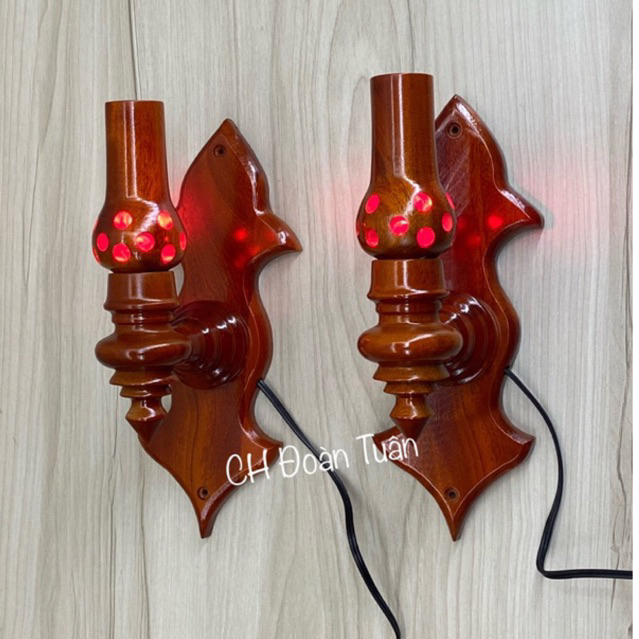 Đèn bàn thờ gỗ gắn tường - đèn thờ ốp tường gỗ tràm