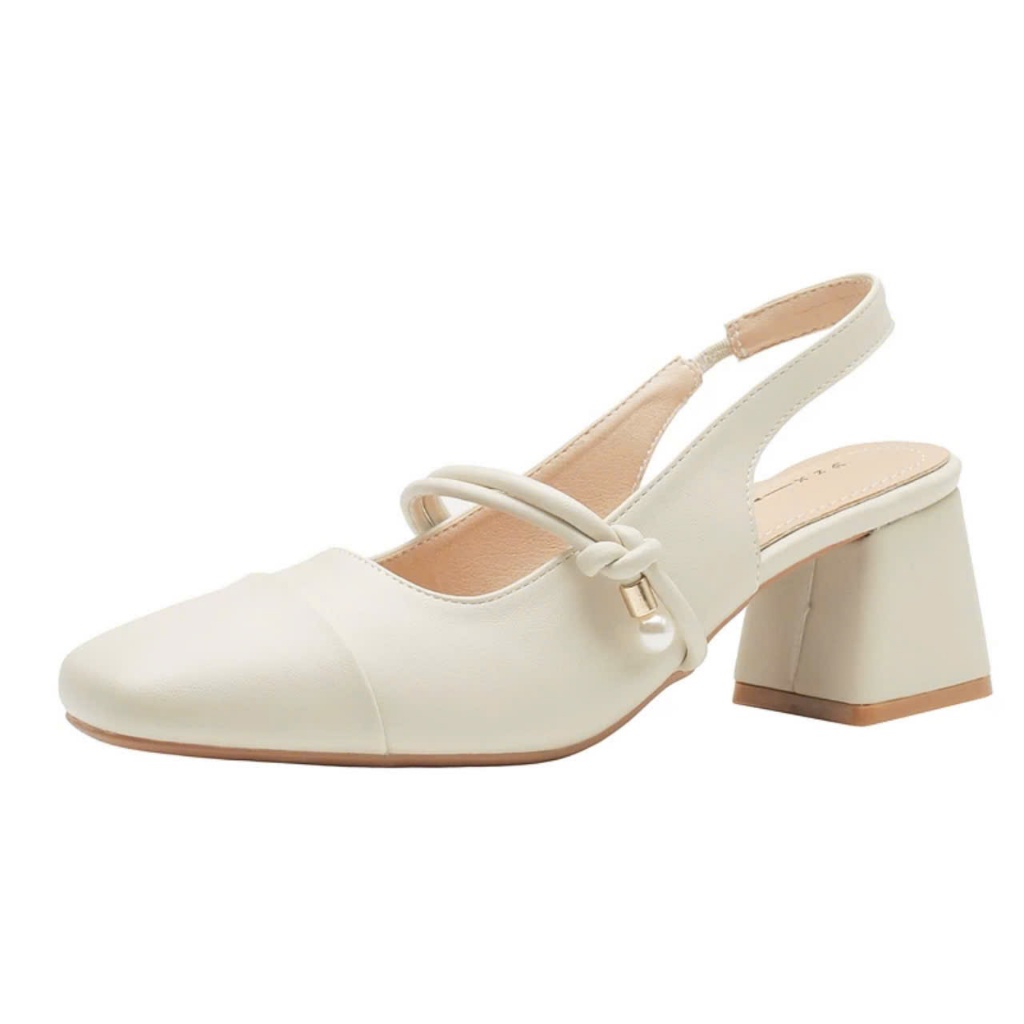 Giày cao gót nữ thời trang công sở cao cấp 5p hai màu đen và kem mã DGGC521