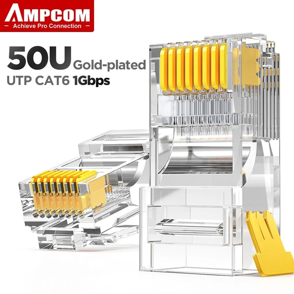 Đầu bấm mạng Rj45 Cat6 AMPCOM, chống trượt, chống cháy, fluke test 5000