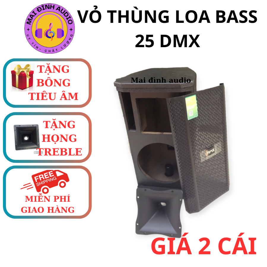 Vỏ thùng loa bass 25 hàng xuất khẩu, thùng loa 2,5 tấc được sơn đen sần, tặng kèm bông tiêu âm, giá 