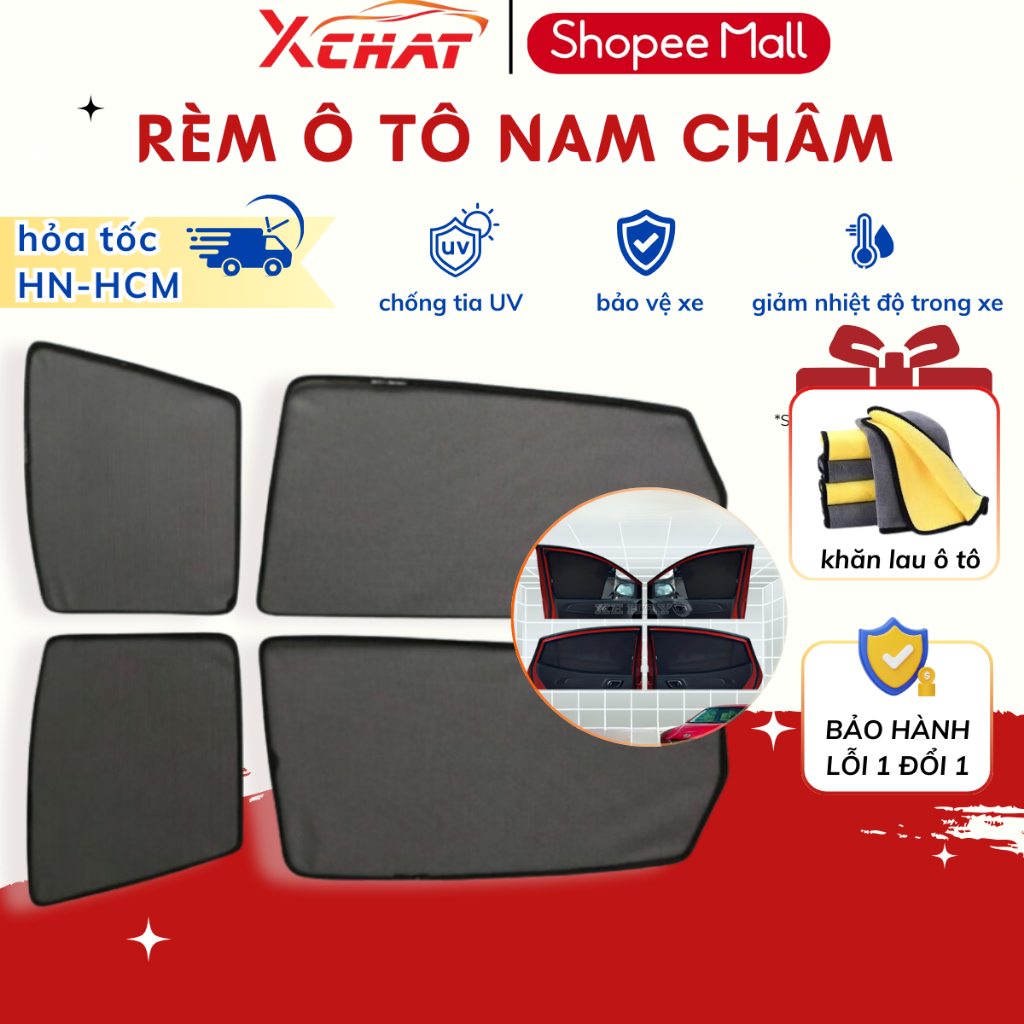 Rèm Che Nắng Ô Tô XCHAT Hút Nam Châm Loại 1 , Rèm Chống Nóng Phù Hợp Tất Cả Dòng Xe - Bảo Hành 12 Tháng