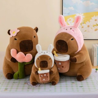 Gấu Bông Capybara Bộ Trưởng Ngoại Giao Ôm Trà Sữa Thú Bông Chuột Lang Nước Uống Trà Sữa