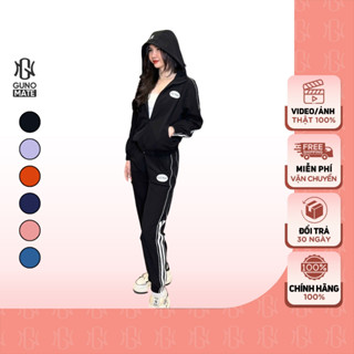 Bộ quần áo gió thu đông NỮ GUNO có mũ dây rút sọc bản to 24DBNU20