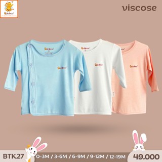 Áo sơ sinh tay dài cài lệch Babiboo vải visco siêu mềm mại BTK27