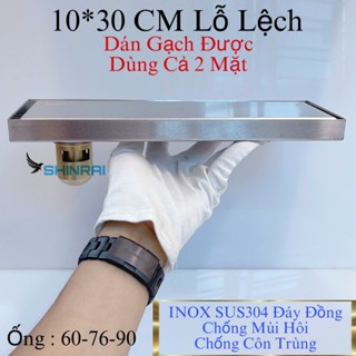 ( 10*30 CM Lỗ Thoát Lệch - Có Dán Gạch Được ) Ga Thoát Sàn Dài , Phễu Thoát Nước INOX SUS304 Loại Dày Nhà Tắm SHINRAI