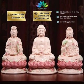 Tượng Quan Thế Âm Bồ Tát Chất Liệu Gốm Sứ Tử Sa Hồng Cao Cấp, Trang Trí Phong Thủy An Nhiên May Mắn