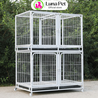 Chuồng lồng nan ống nuôi chó mèo lớn có vách ngăn Luna Pet CN05 kích thước lớn có bánh xe
