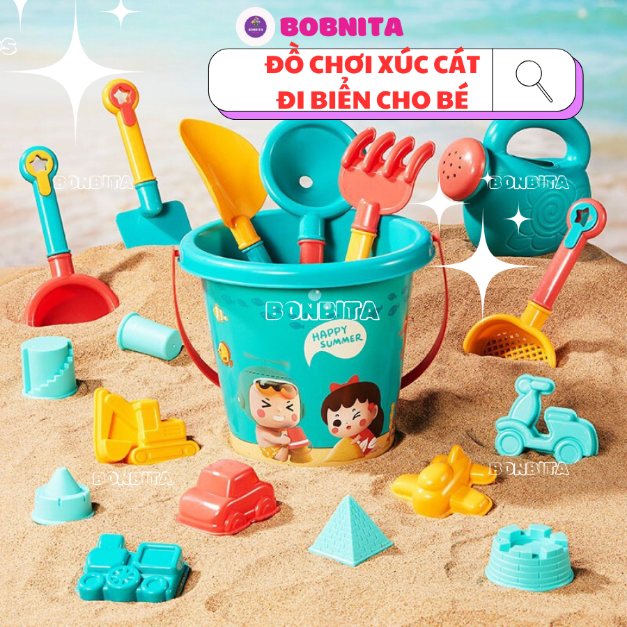 Đồ chơi xúc cát, bộ đồ chơi đi biển cho bé nhiều chi tiết kèm xô nhiều dụng cụ cho bé thoả sức vui chơi mùa hè