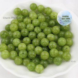   Lẻ Hạt  Đá Mã Não Vân Màu Xanh Lá Nhạt 4mm 6mm 8mm 10mm - Charm Phụ Kiện Xâu Phối Vòng Tay Chuỗi Hạt Phong Thủy Nam Nữ 