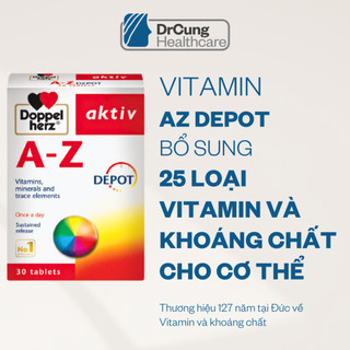 Bác Sĩ Cung Viên Uống Vitamin Tổng Hợp Tăng Sức Đề Kháng AZ Depot - Vitamin Tổng Hợp, Kẽm, Tăng Cường Sức Khỏe (30V)