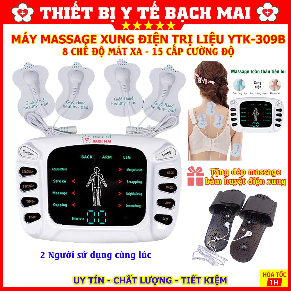 Máy Massage Xung Điện Trị Liệu Toàn Thân YTK309A - 8 Chế Độ Mát Xa, 15 Cường Độ, Kèm Dép Điện Xung