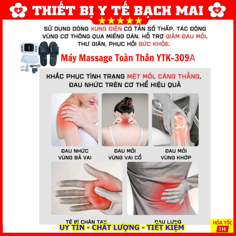 Máy Massage Xung Điện Trị Liệu Toàn Thân YTK309A - 8 Chế Độ Mát Xa, 15 Cường Độ, Kèm Dép Điện Xung