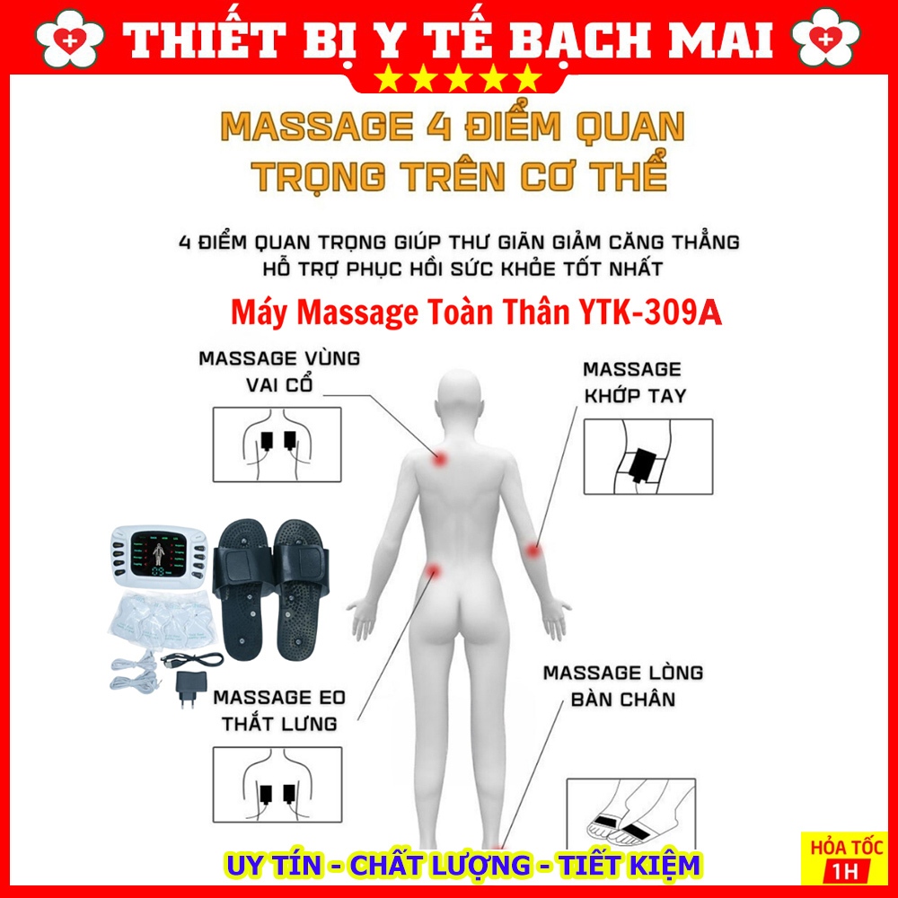 Máy Massage Xung Điện Trị Liệu Toàn Thân YTK309A - 8 Chế Độ Mát Xa, 15 Cường Độ, Kèm Dép Điện Xung