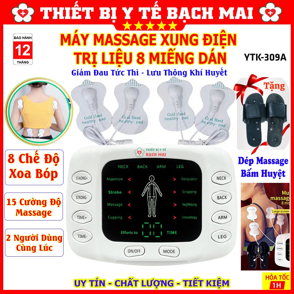 Máy Massage Xung Điện Trị Liệu Toàn Thân YTK309A - 8 Chế Độ Mát Xa, 15 Cường Độ, Kèm Dép Điện Xung