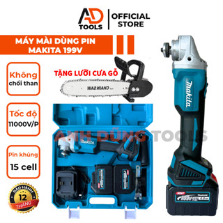 Máy mài pin máy cắt cầm tay KHÔNG CHỔI THAN MAKITA 199V pin 15cell tặng lưỡi cưa gỗ bảo hành 12 thág