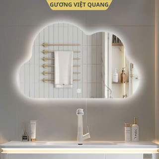 Gương Trang Điểm Hình Đám Mây Bồng Bềnh Phôi Gương Bỉ Led Đổi 3 Màu, Gương Decor Phòng Ngủ,Phòng Tắm