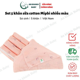Sét 5 chiếc khăn sữa in hình cotton Mipbi