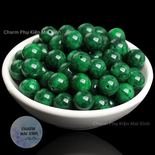   Lẻ Hạt  Đá Mã Não Màu Xanh Sơn thủy 4mm 6mm 8mm 10mm - Charm nhân tạo Phụ Kiện Xâu Vòng Tay Chuỗi Cổ Phong Thuỷ nam nữ 