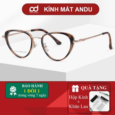 Gọng kính cận thời trang nữ ANDU EYEWEAR dáng mắt mèo trái tim chống UV chất liệu kim loại  - 11AD931