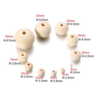 Set 20 hạt gỗ màu trắng size 12mm