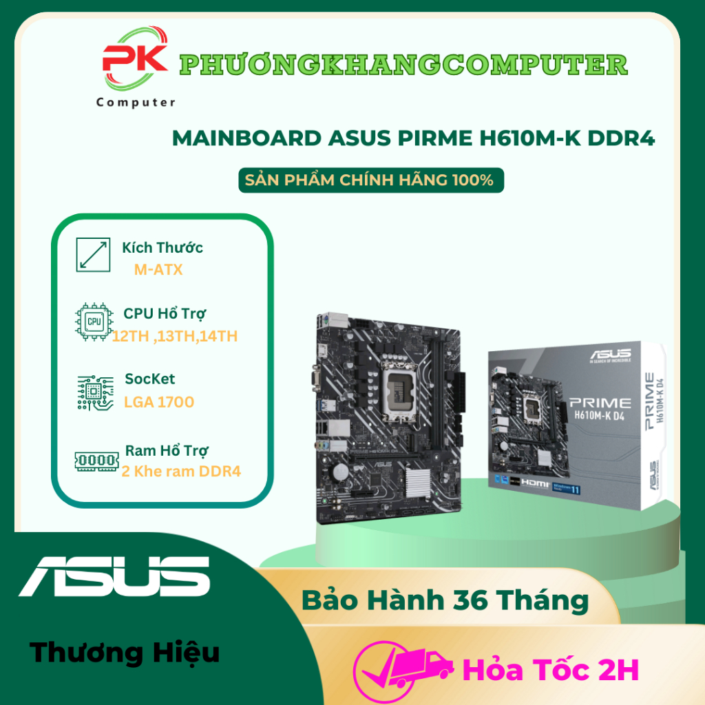 Bo Mạch Chủ Mainboard Asus PIRME H610M-K DDR4