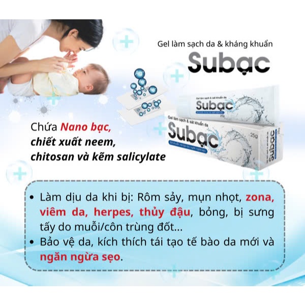 Gel Làm Sạch Da Subạc - Giúp Tái Tạo Tế Bào Da & Làm Mờ Sẹo Tuýp 25gr