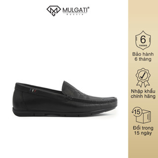 Giày lười nam MULGATI Moccasin da bò cao cấp da sần vân sọc caro - 105-D37