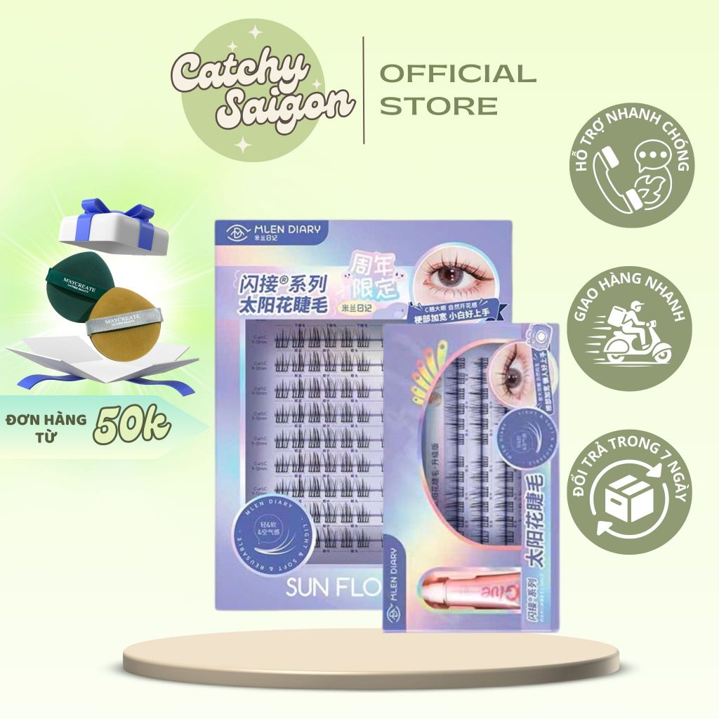 [MLEN DIARY] Mi Giả Cụm MLEN DIARY Dáng Hoa Hướng Dương Mềm Mại Tự Nhiên Tái Sử Dụng