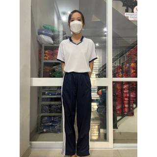 Quần Thể Dục Học Sinh Xanh Đen 3 Sọc Bé Trai Bé Gái Đủ Size, 2 Túi Zip Cấp 1 2 3