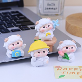 Mô hình cừu làm từ đá nhân tạo mini dễ thương tiểu cảnh, bày bàn làm việc, bàn học, tủ sách, taplo ô tô