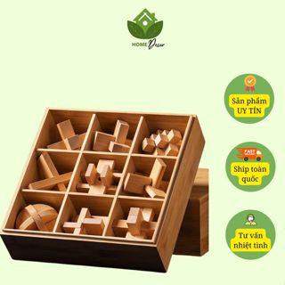 Bộ đồ chơi mở khóa Khổng Minh 9 món, đồ chơi khóa phát triển trí thông minh, đồ chơi khóa gỗ cho bé 2-6 tuổi