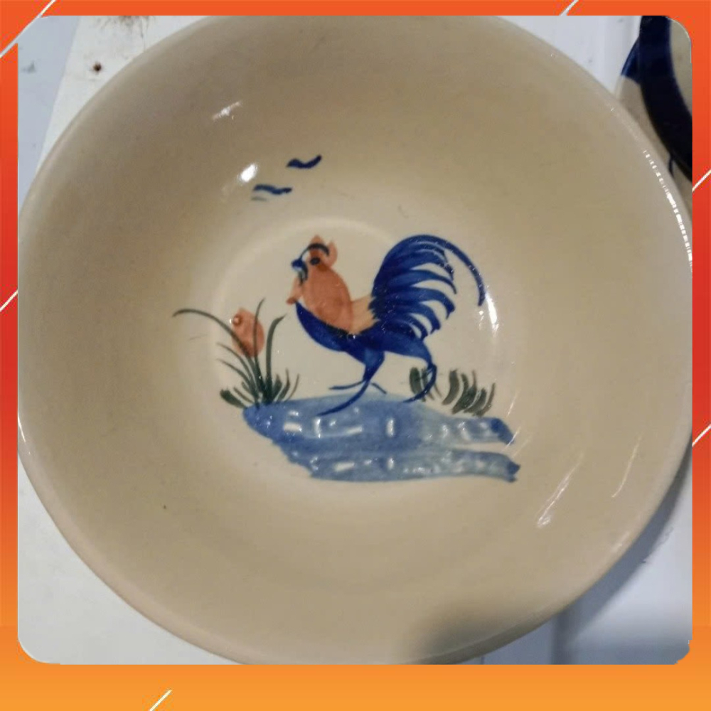 Tô canh, tô cơm con gà. tô con gà sưa, tô cơm canh xưa, Tô Gốm Xưa Vẽ Gà Trống thân quen