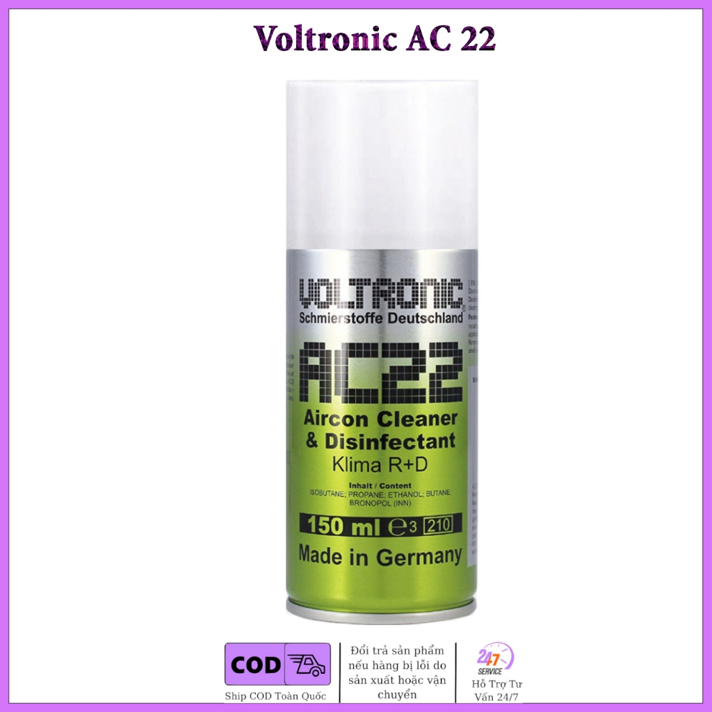 Xịt khử mùi bấm 1 lần Voltronic AC22 Aircon Cleaner And Disinfectant 150ml
