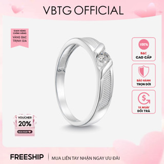 Nhẫn bạc nam VBTG basic đính đá - Nhẫn bạc ta cao cấp VBTG8239