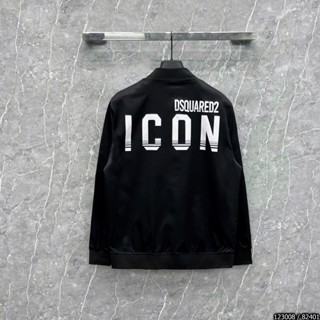 Áo Khoác Gió DSQ ICON Vạch Ngang 2 Lớp Phối Khóa Bạc Siêu Đẹp. Áo Gió Phối Cổ Bomber Dsquared2 Phong Cách Trẻ Trung.