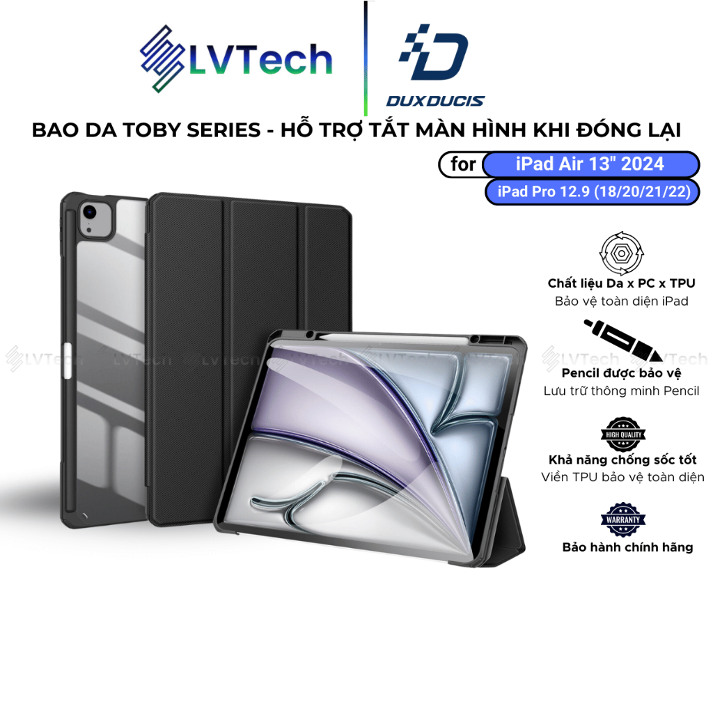 Bao Da Dux Ducis Dành Cho iPad Air 7 M3 2025/ Air 6 13", iPad Pro 12.9" (18/20/21/2022),Toby Series 