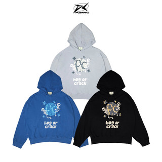 Áo Hoodie Nam Nữ PC BRAND - Planet Crack - Hoodie Form Rộng Dáng Oversized Xám/Xanh/Đen Chân Cua