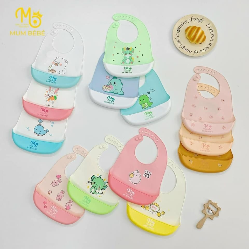 [THANH LÝ GIAO NGẪU NHIÊN] Yếm ăn dặm silicone Mum BéBé nhiều màu, dễ thương cho bé