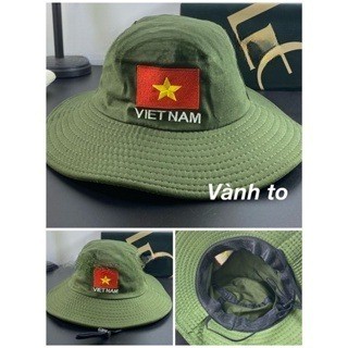 Mũ vành tai bèo lao động - nón bo nam tình nguyện viên thêu cờ việt nam
