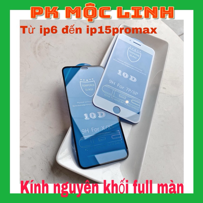 [ iphone 14 Pro Max | 14 Plus 13 | 12 | 11 | Mini | Xs max Xr X 8Plus 7 Plus 6plus 6 ] Kính cường lực 10D nền xanh full