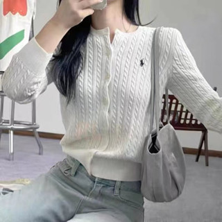 Áo Khoác Len Thừng Dệt Kim, Áo Khoác Cardigan Nữ, Áo Khoác Len Cổ Tròn Dài Tay Thêu Ngựa Loại 1 Dày Dặn