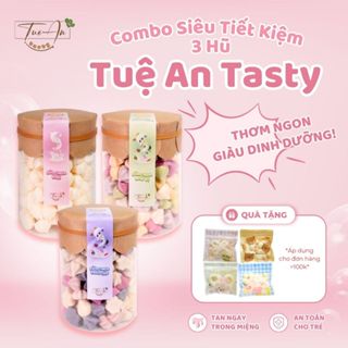 Combo Siêu Tiết Kiệm 3 Hũ 500ml - 1000ml Bánh Ăn Dặm Tuệ An Tasty Sữa Chua Khô Mix Vị Trái Cây Mềm Xốp Giàu Vitamin