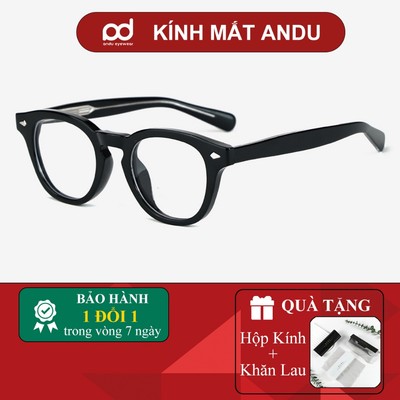 Gọng kính cận thời trang nam nữ ANDU EYEWEAR dáng oval chống tia UV chất liệu nhựa cốt kim loại 91AD61