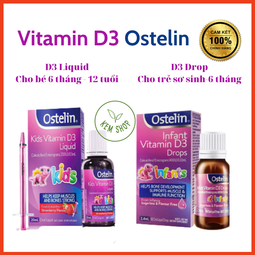 Vitamin D3 - Ostelin Vitamin D3 phát triển xương và răng cho trẻ (Chuẩn Úc mẫu mới date mới)