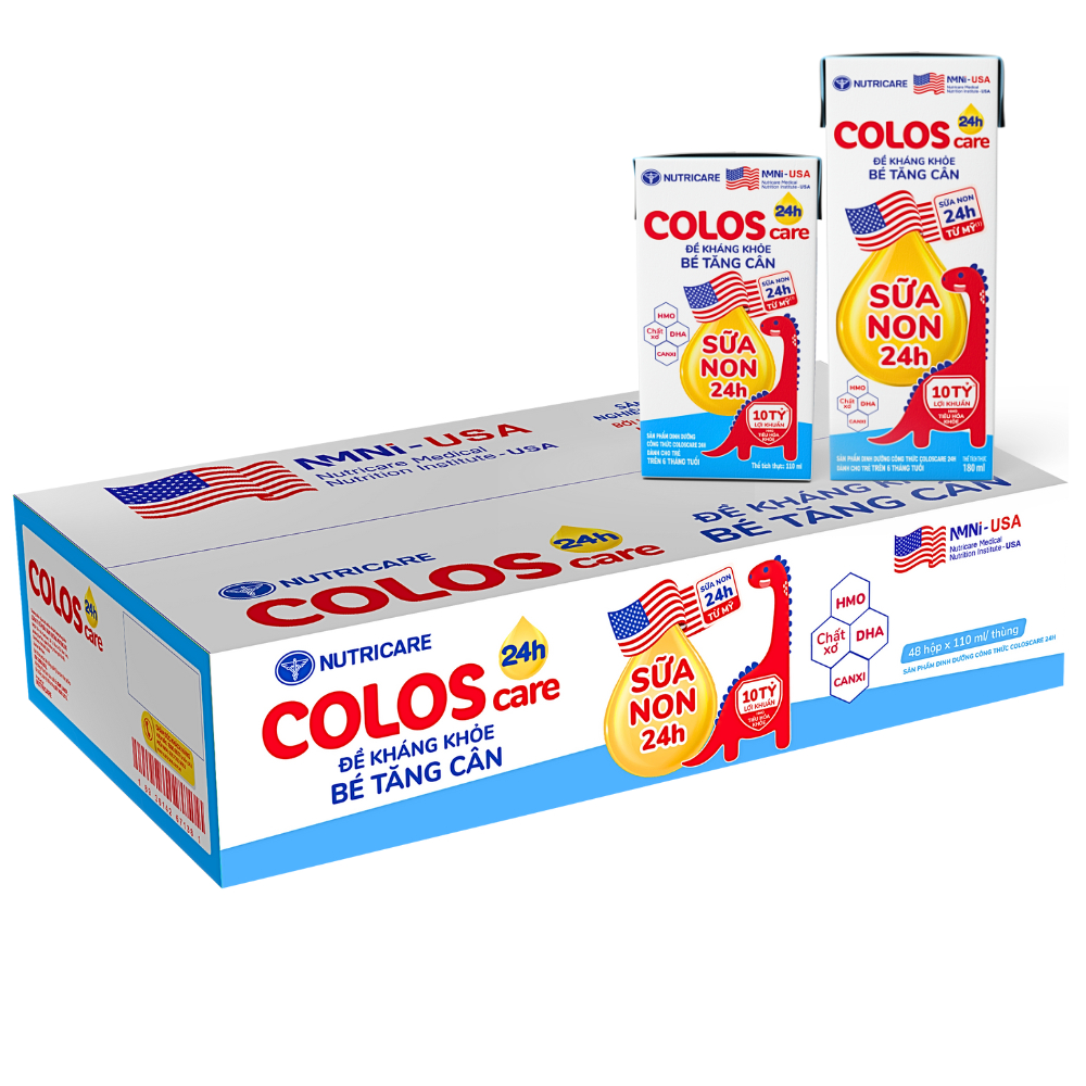 [Thùng 48 hộp] Sữa bột pha sẵn Coloscare 24H+ bổ sung sữa non cho bé từ 6 tháng tuổi 110ml/180ml