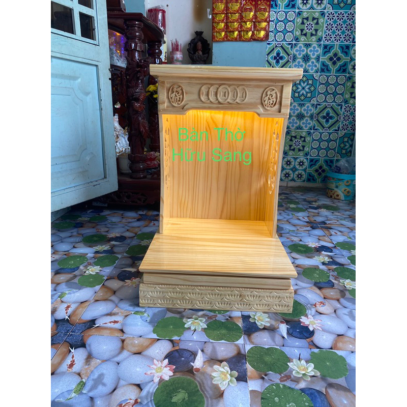 bàn thờ ông địa thần tài gỗ thông nhập khẩu ngang 40