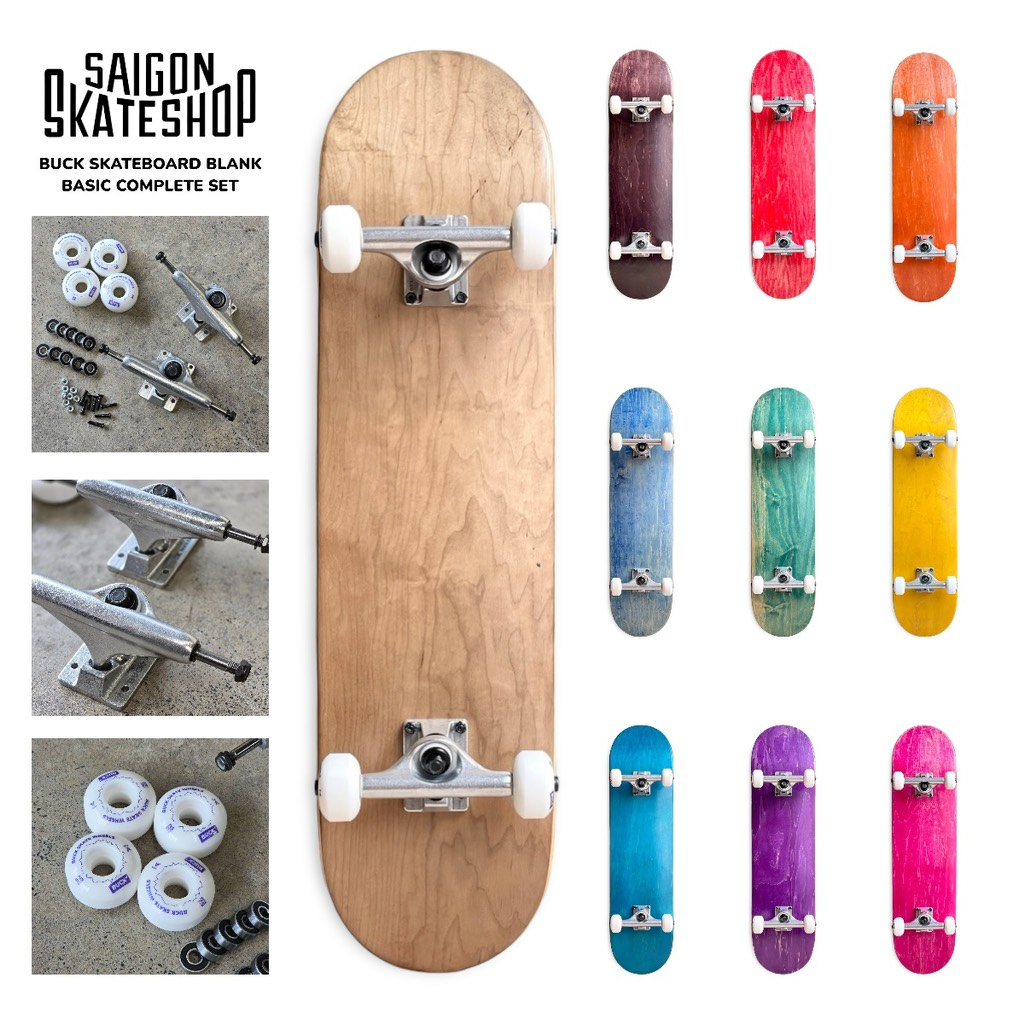 Ván trượt Skateboard BUCK SKATEBOARDS BLANK BASIC COMPLETE SET 8.0