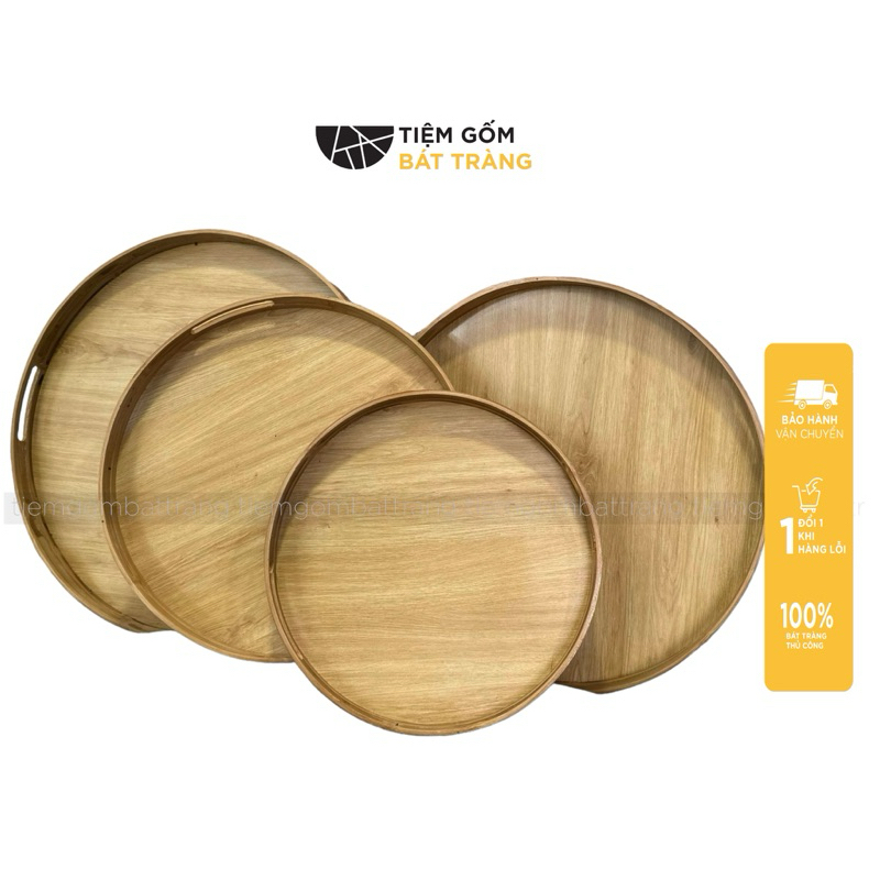 (CHỈ CÓ KHAY) Khay Gỗ Bộ Bát Đĩa Hoa Mặt Trời Size 45-55cm Mâm Gỗ Tròn Đựng Bộ Bát Ăn Cúng Gia Tiên